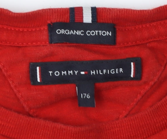 Tommy Hilfiger Boys Red Graphic T-Shirt - Size 16 Years