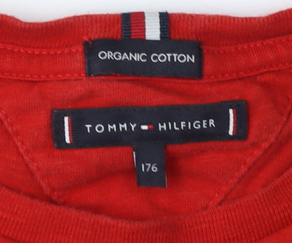 Tommy Hilfiger Boys Red Graphic T-Shirt - Size 16 Years