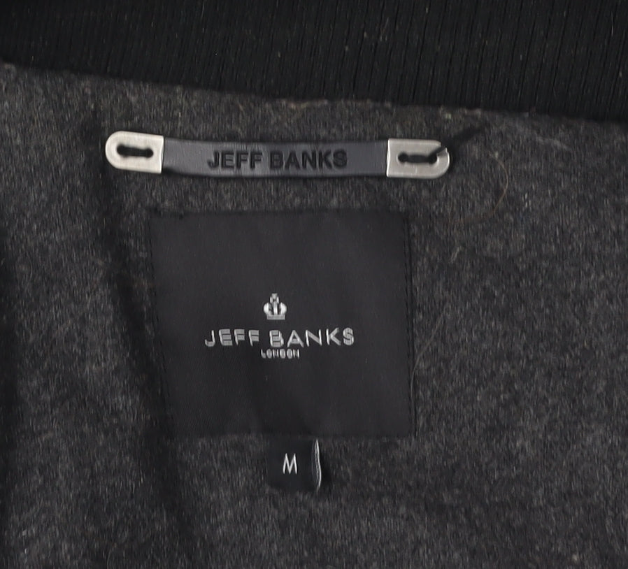 Mens UK Size M Jeff Banks Black Military Jacket