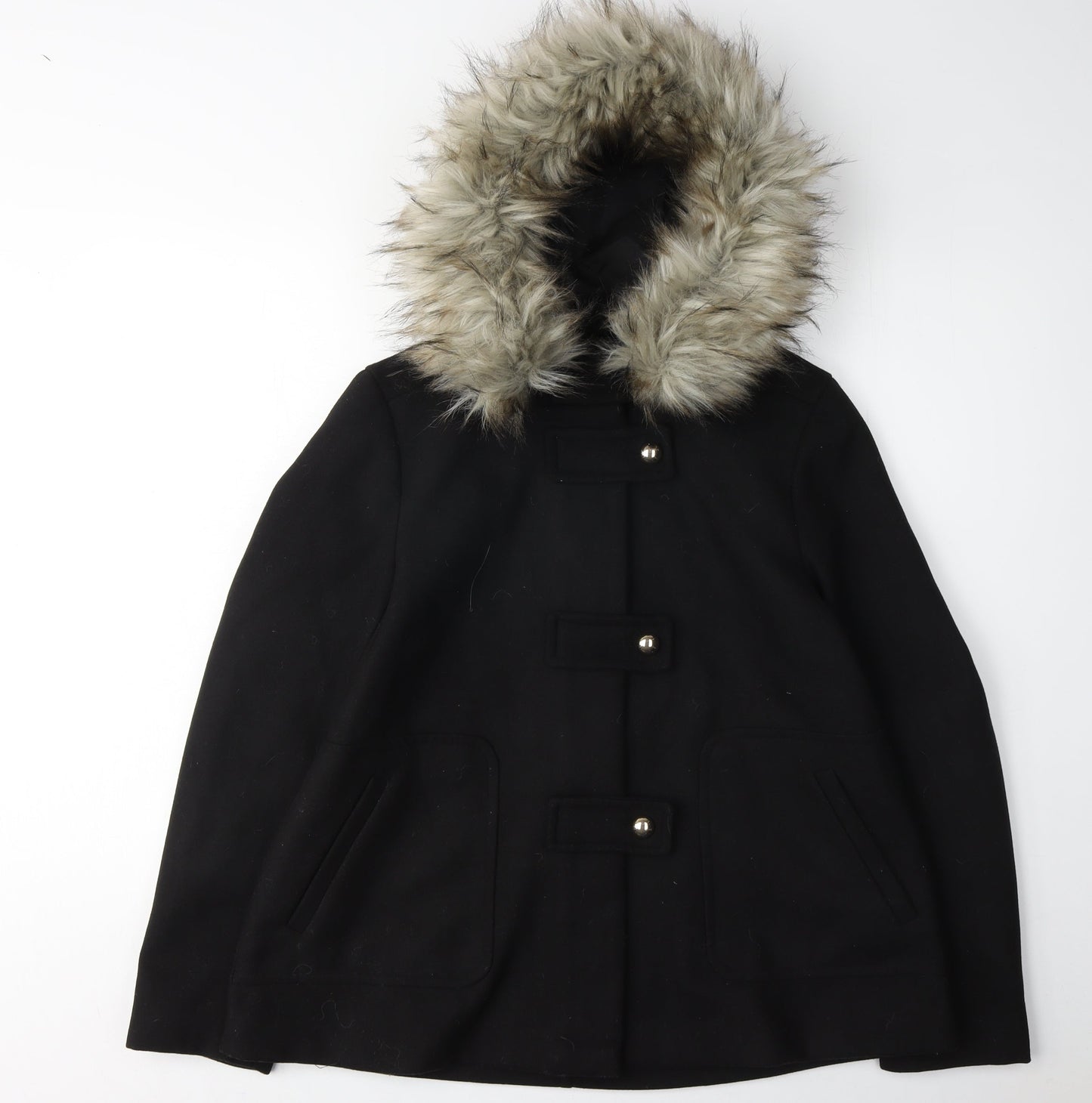 Womens UK Size M Zara Black Parka Coat