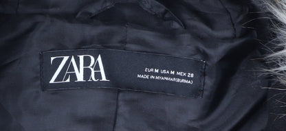 Womens UK Size M Zara Black Parka Coat