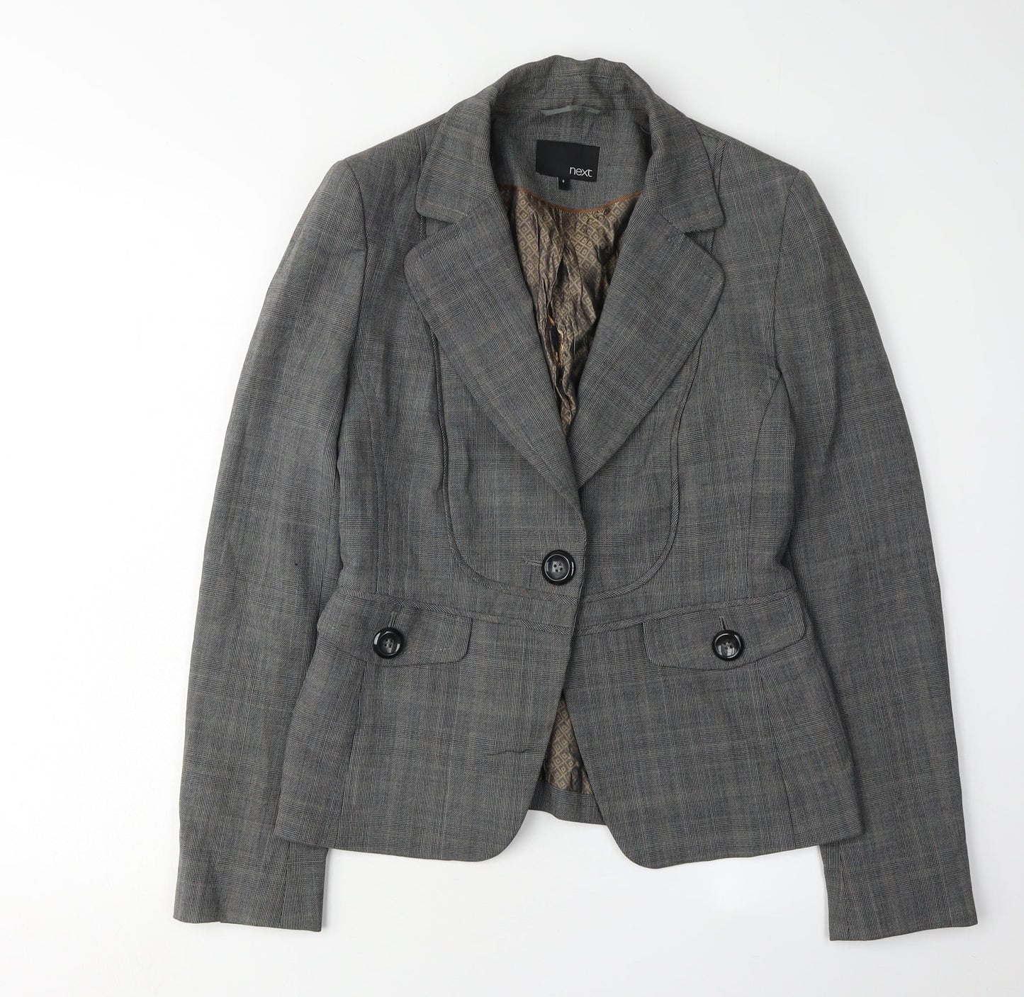 Next Women's Grey Check Blazer, Size 8, Business Casual