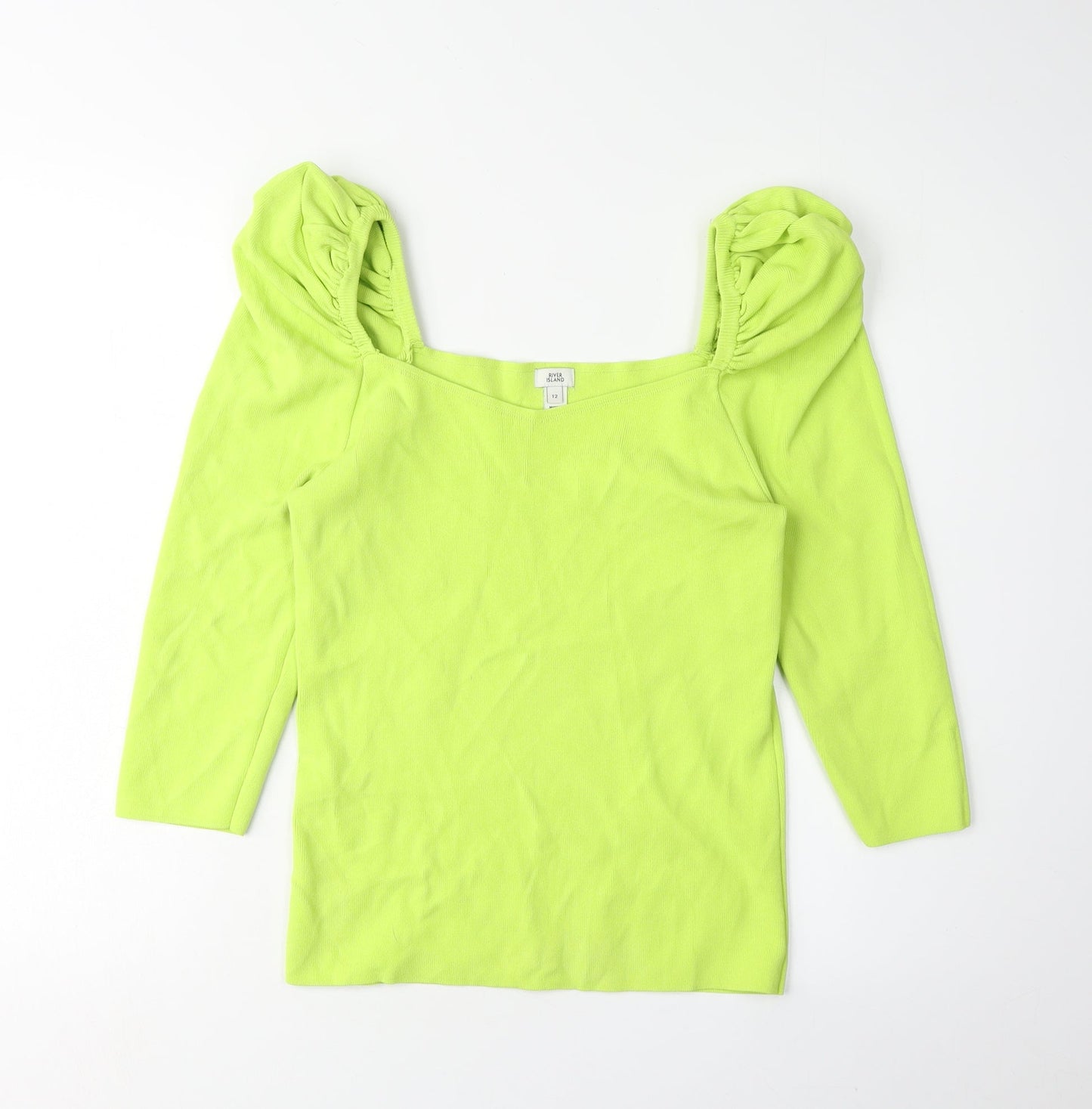 Womens UK Size 12 River Island Green Basic Blouse