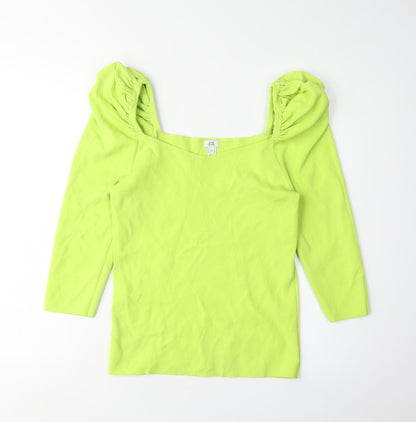 Womens UK Size 12 River Island Green Basic Blouse
