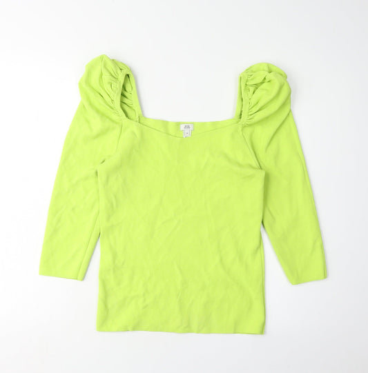 Womens UK Size 12 River Island Green Basic Blouse