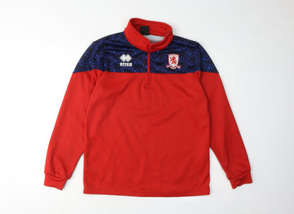 Errea Men’s Red Sports Sweatshirt XS, Logo, High Neck