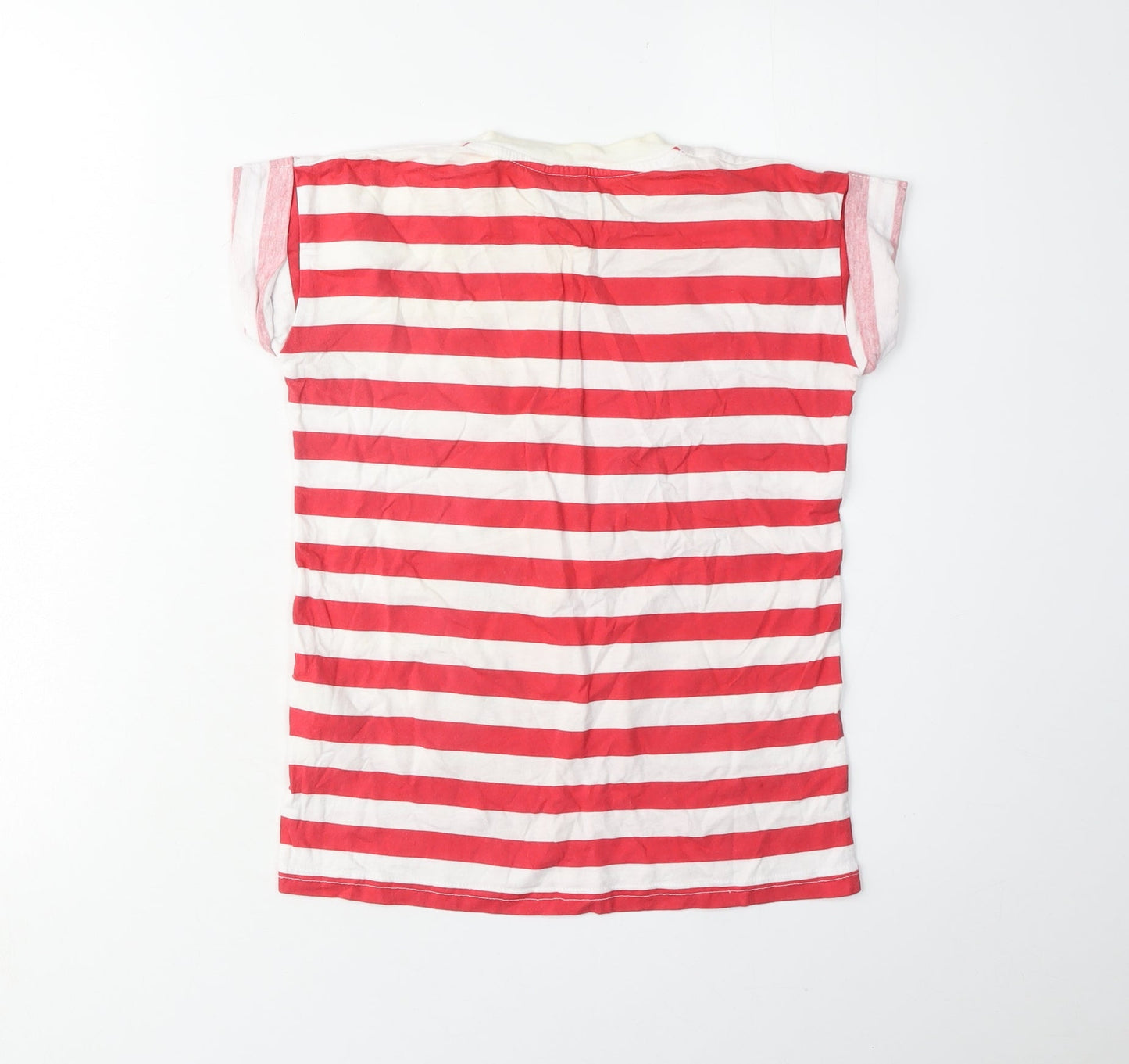 Disney Girls Red Striped Mickey Mouse Christmas T-Shirt, 9-10 Years