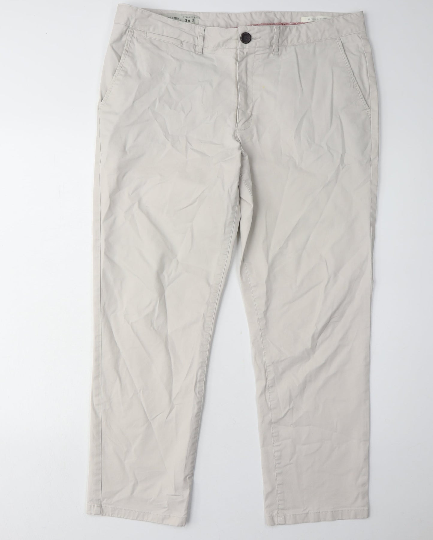 Mens UK Size 36 S Racing Green Regular Fit Chino Beige Trousers