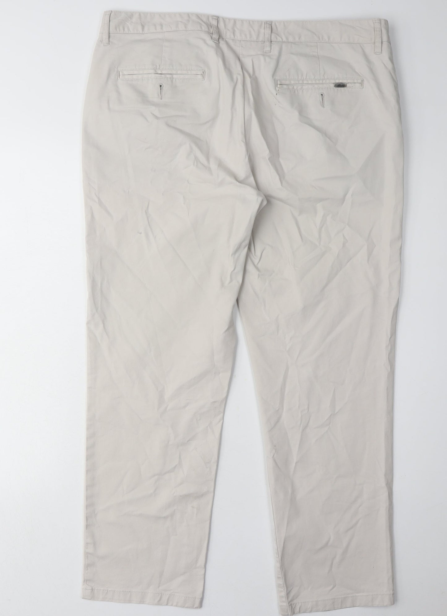 Mens UK Size 36 S Racing Green Regular Fit Chino Beige Trousers