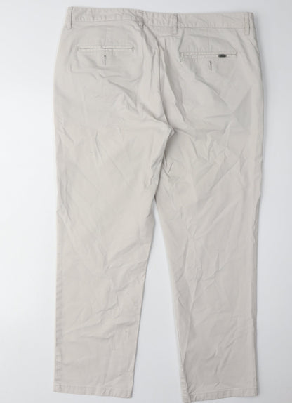 Mens UK Size 36 S Racing Green Regular Fit Chino Beige Trousers
