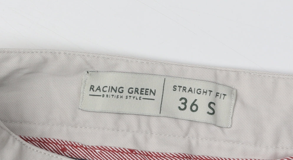 Mens UK Size 36 S Racing Green Regular Fit Chino Beige Trousers