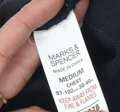 Marks and Spencer Men's Black Long Sleeve Polo M