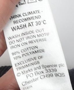 Marks and Spencer Men's Black Long Sleeve Polo M