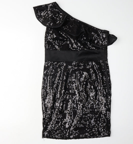 Monsoon Women's Black Sequin One Shoulder Dress Size 10