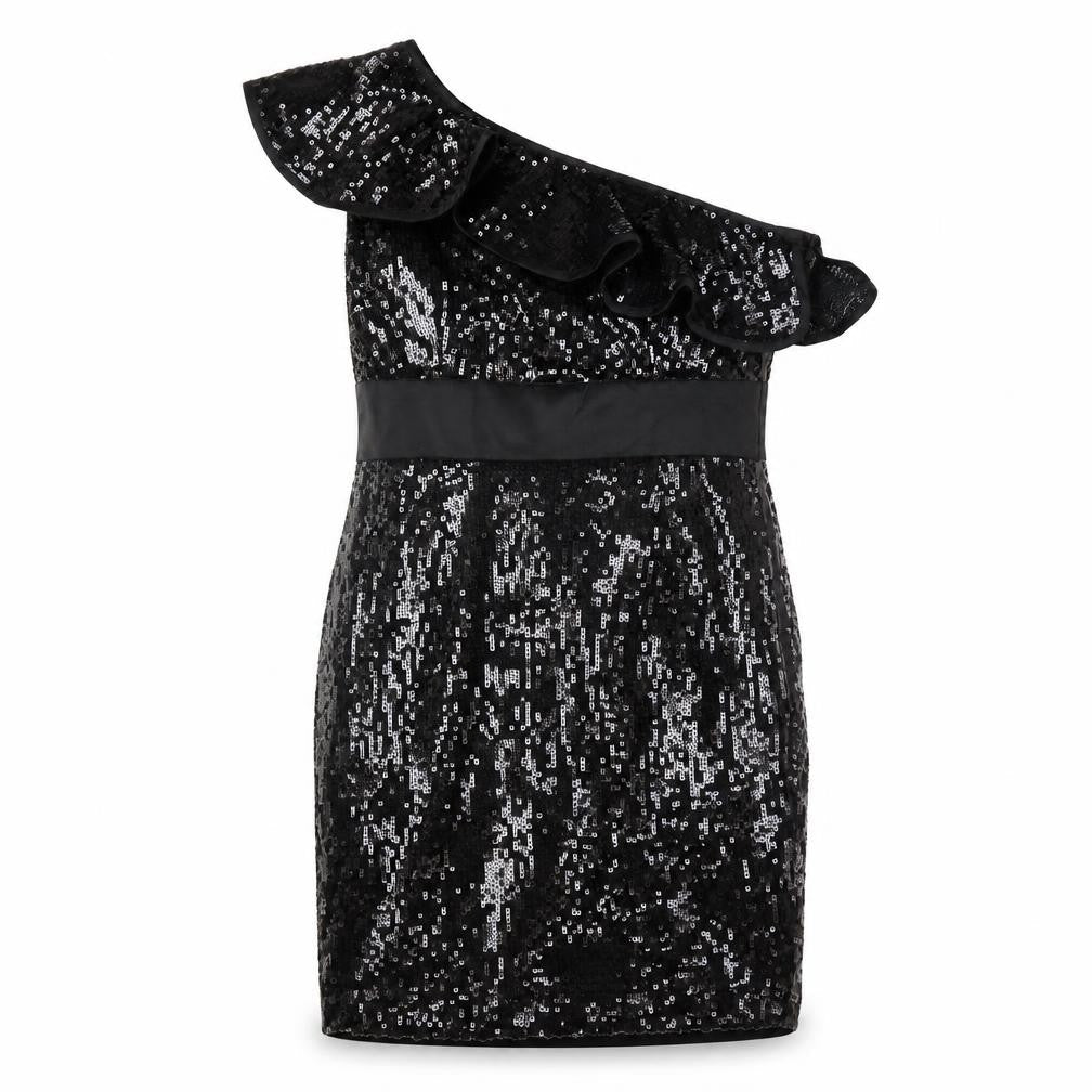 Monsoon Women's Black Sequin One Shoulder Dress Size 10
