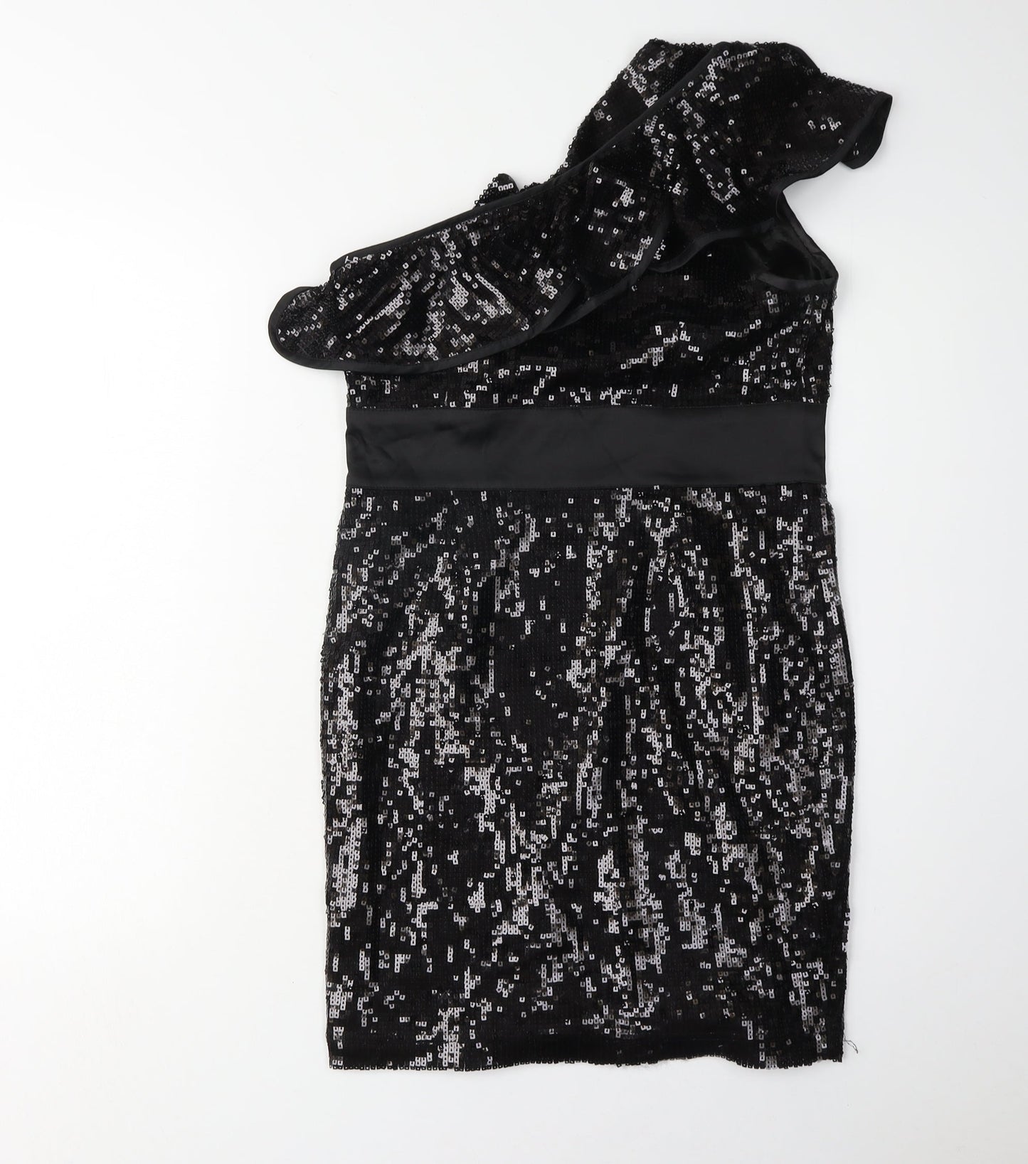 Monsoon Women's Black Sequin One Shoulder Dress Size 10