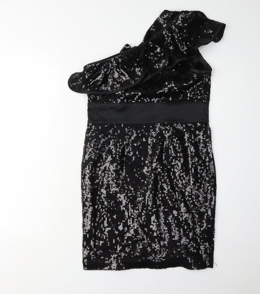Monsoon Women's Black Sequin One Shoulder Dress Size 10