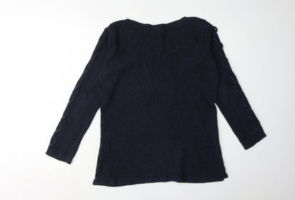 Womens UK Size 10 M&Co Blue Pullover Jumper