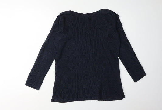 Womens UK Size 10 M&Co Blue Pullover Jumper