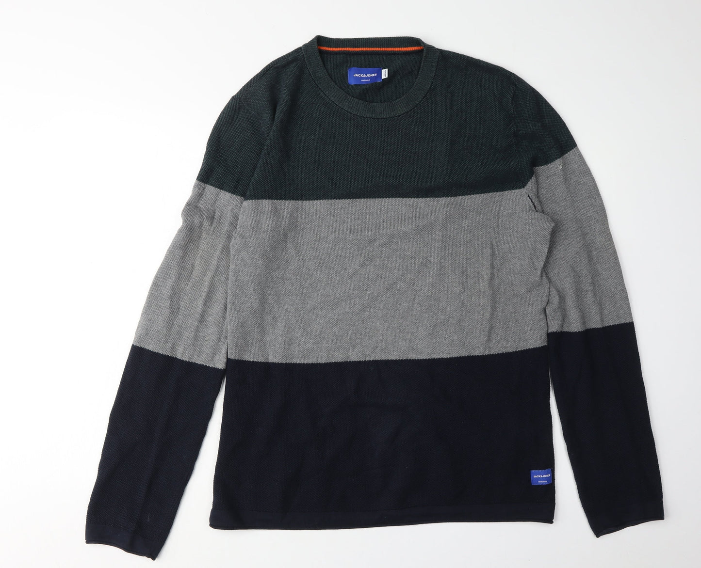 Jack & Jones Men's Multicoloured L Cotton Pullover Jumper
