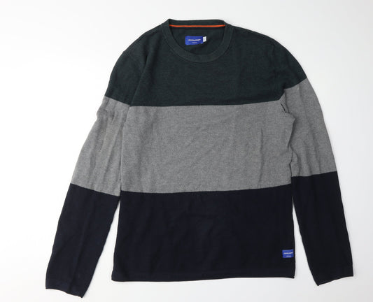Jack & Jones Men's Multicoloured L Cotton Pullover Jumper
