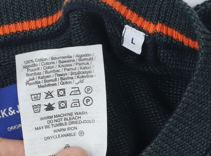 Jack & Jones Men's Multicoloured L Cotton Pullover Jumper