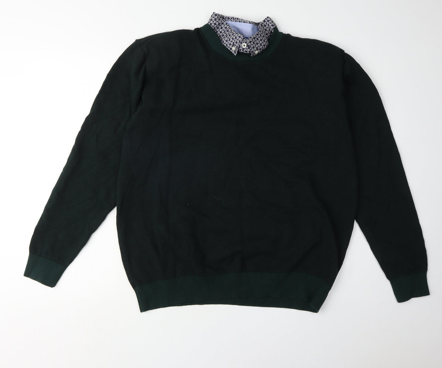 Next Men's Green 2XL Cotton Pullover Jumper