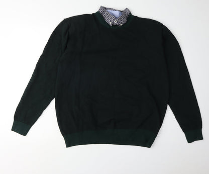 Next Men's Green 2XL Cotton Pullover Jumper