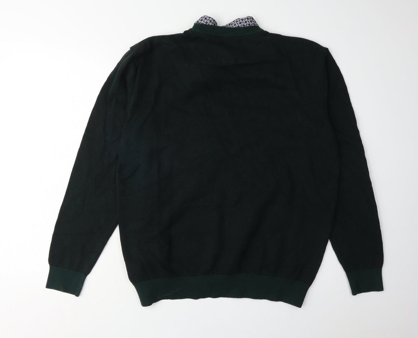 Next Men's Green 2XL Cotton Pullover Jumper