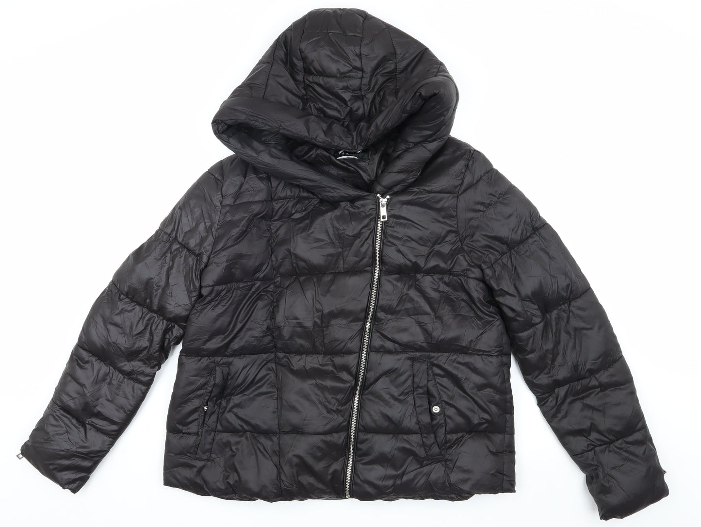 Mohito Women’s Black Puffer Jacket Size 10 Hooded