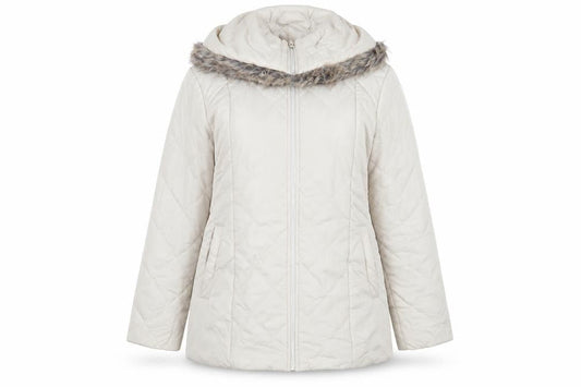 Front view of Anne De Lancay Women's Ivory Puffer Jacket M