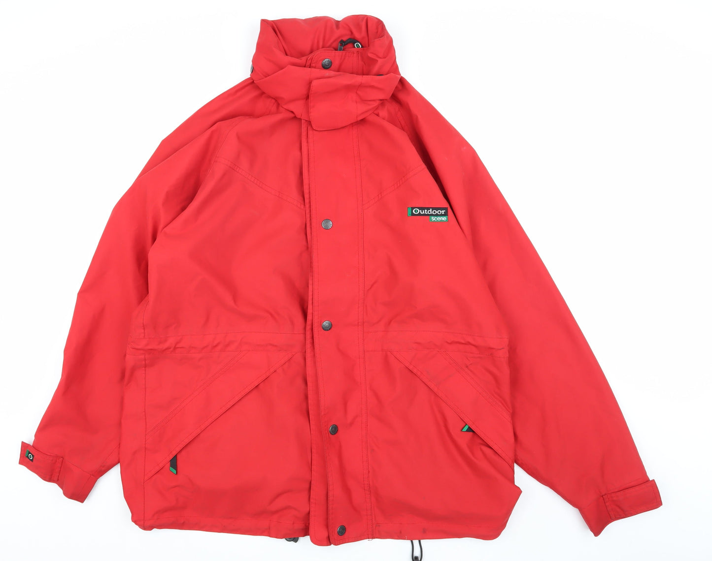 Mens UK Size L Outdoor Scene Red Rain Coat