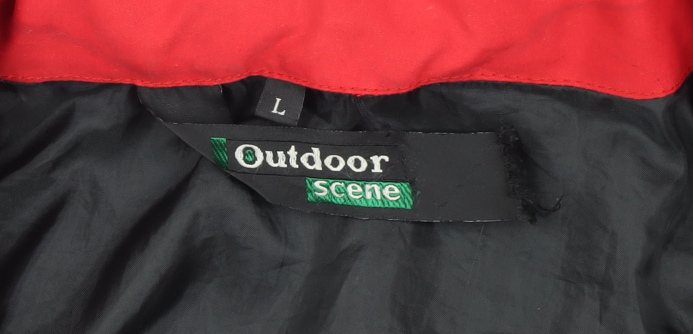 Mens UK Size L Outdoor Scene Red Rain Coat