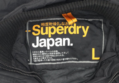 Superdry Boys Black Nylon Jacket L Long Sleeve Zip