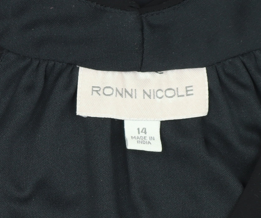 Ronni Nicole Women's Black A-Line Sleeveless Dress, Size 14