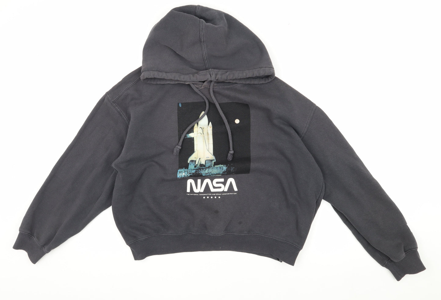 H&M Women's Black Graphic Hoodie, M, Pullover Style