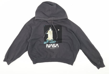 H&M Women's Black Graphic Hoodie, M, Pullover Style