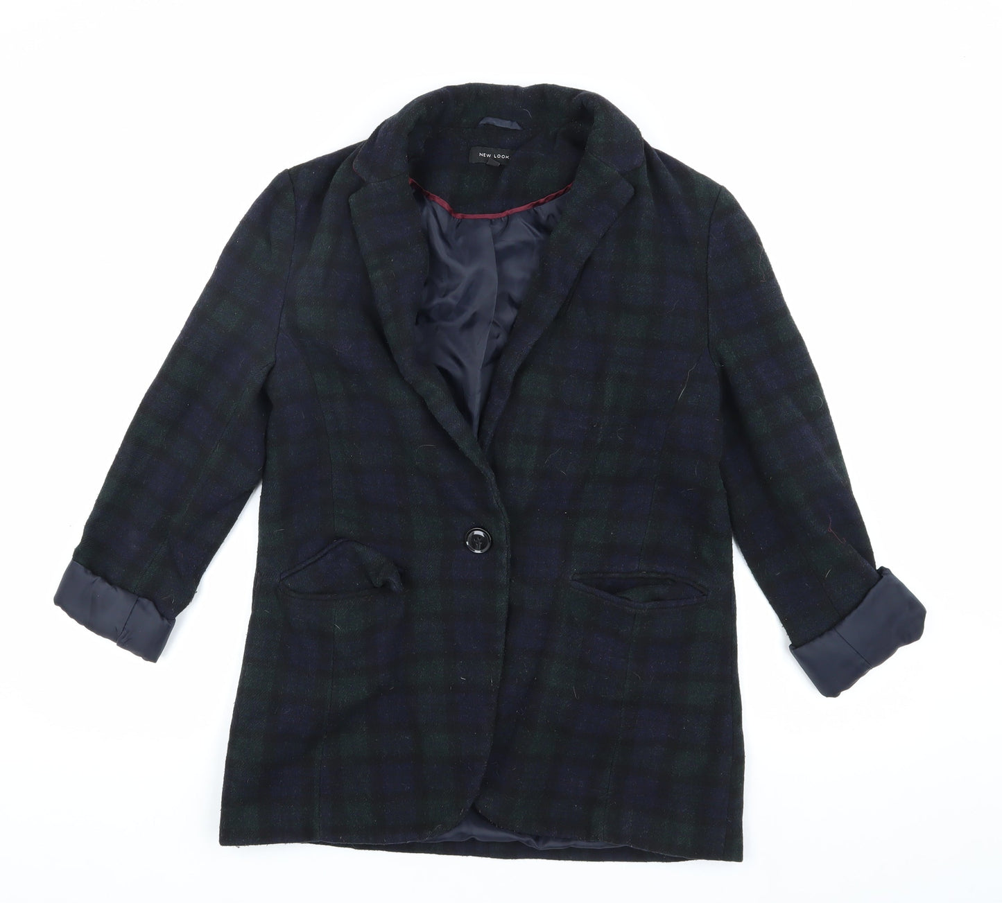 New Look Women's Multicoloured Plaid Blazer Size 10