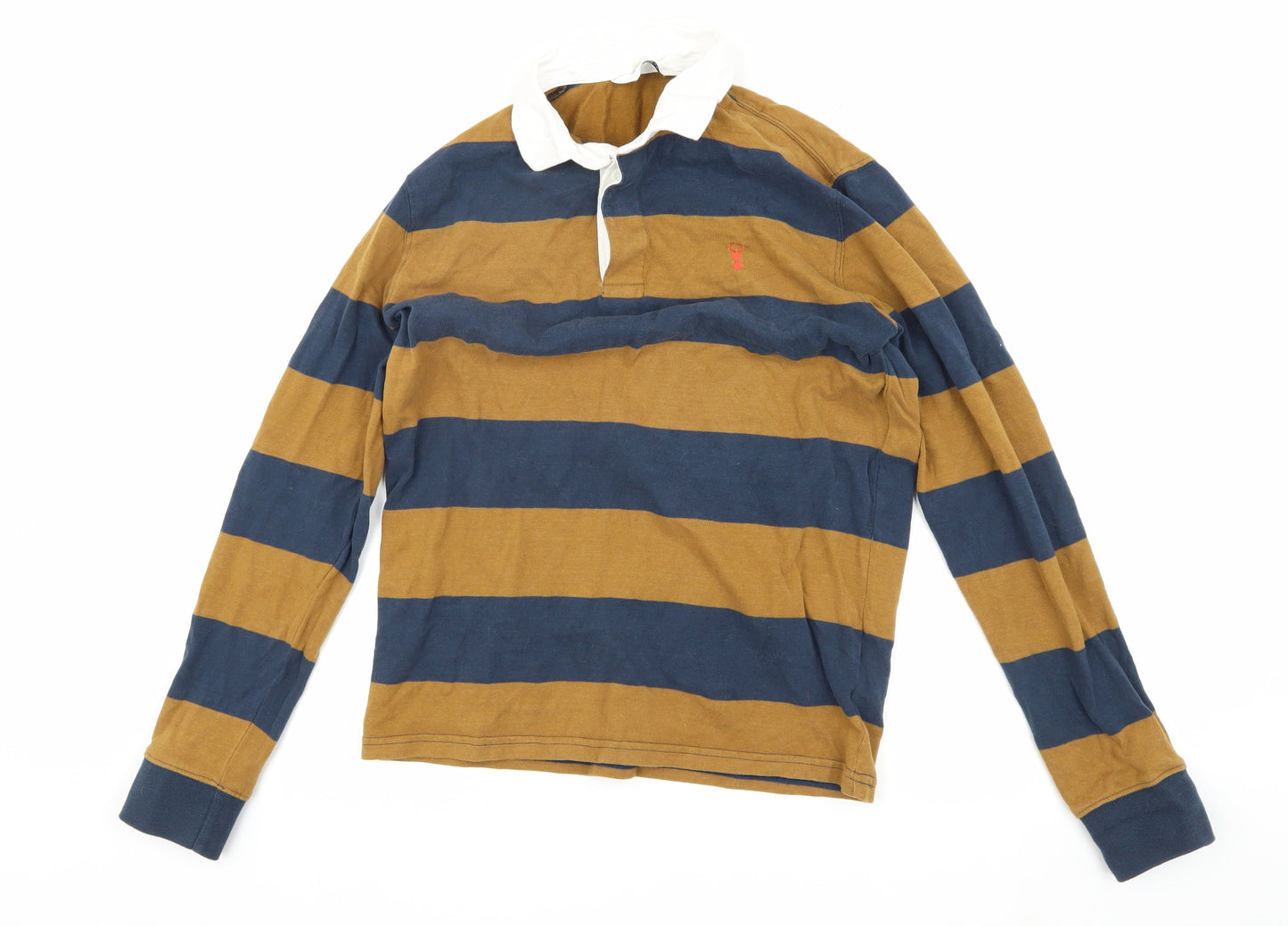 Next Men's Brown/Blue Striped Polo Shirt, S