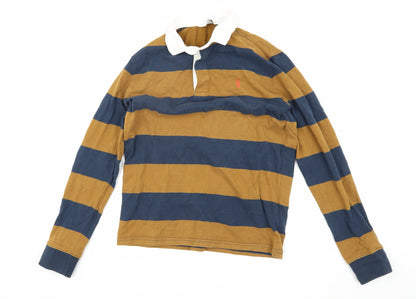 Next Men's Brown/Blue Striped Polo Shirt, S