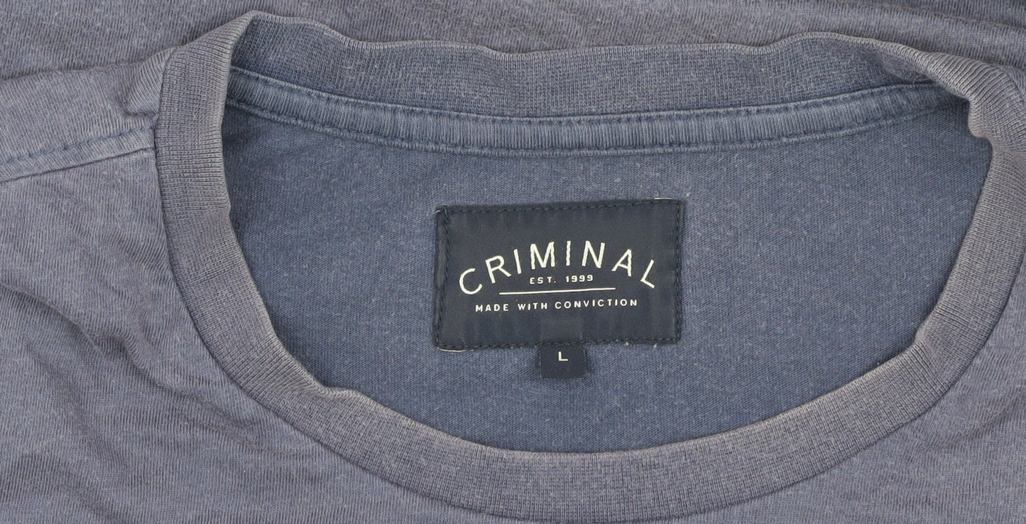 Mens UK Size L Criminal Blue  T-Shirt