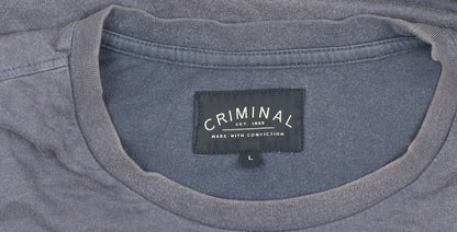 Mens UK Size L Criminal Blue  T-Shirt