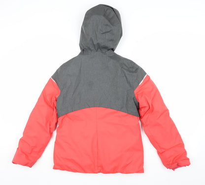 Quechua Girls Red and Grey Puffer Jacket, Size 10-11 Years