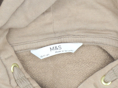 Marks and Spencer Girls Beige Pullover Hoodie 10-11 Years