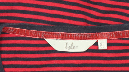 Isle Women's Red & Black Striped T-Shirt XL