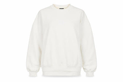 Front view of HERA unisex white pullover sweatshirt m