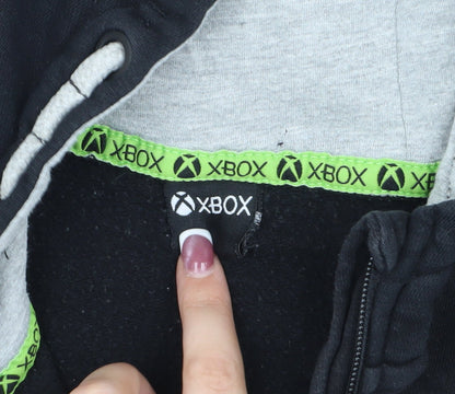 Xbox Boys Black Grey Hoodie Jacket 13-14 Gaming Full Zip
