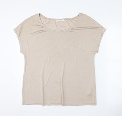 Womens UK Size L Jacques Vert Beige Basic T-Shirt