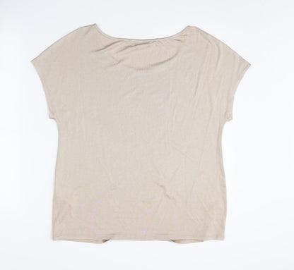 Womens UK Size L Jacques Vert Beige Basic T-Shirt