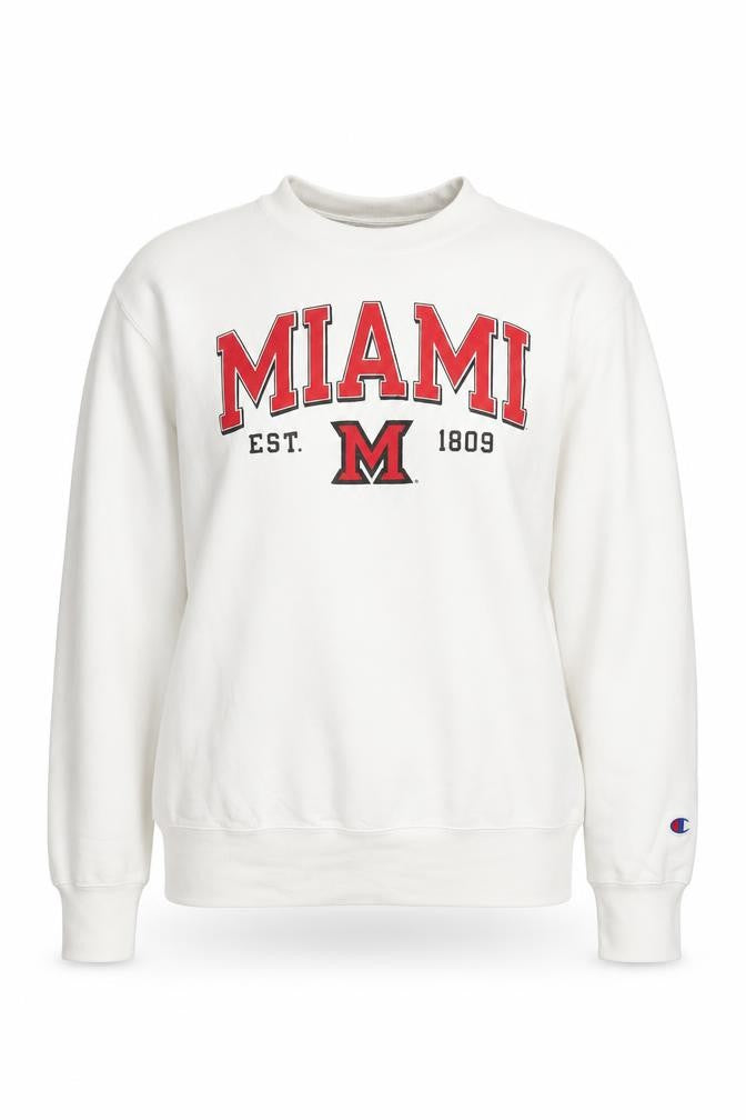Front view of Champion White Pullover Sweatshirt for unisex adults m
